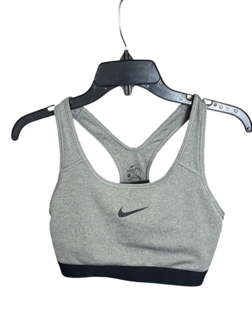 Nike Racerback Sports Bra Dri-Fit Gray Black Size Medium
